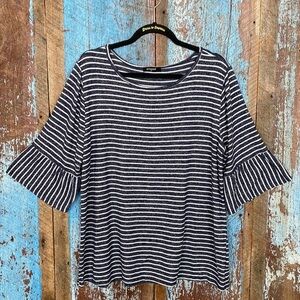 Botanique Blue Striped 3/4 Sleeve Shirt